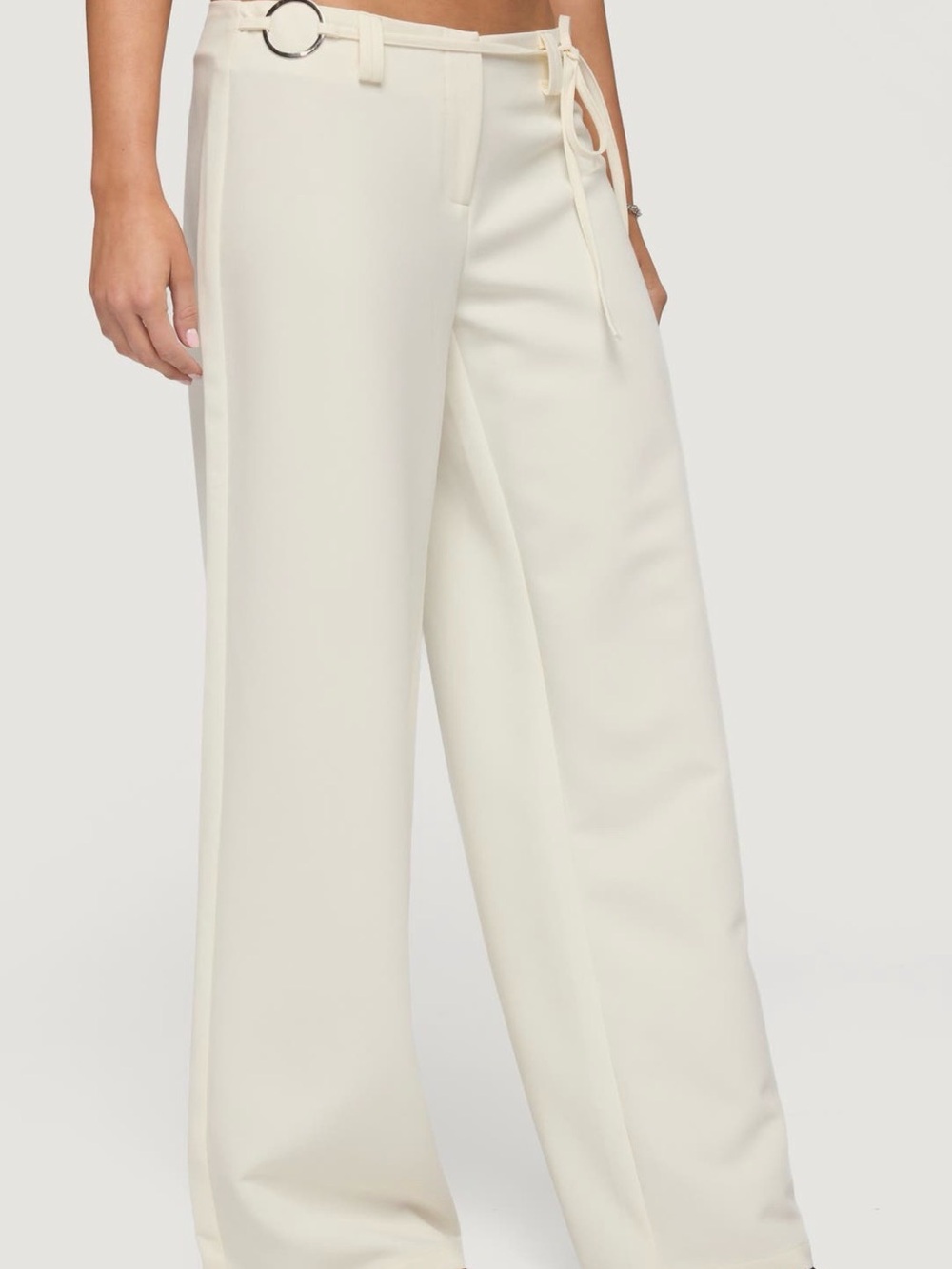 Edikted Cream Wide Leg Tie-Waist Pants - Picture 2 of 8